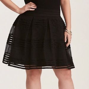 STRIPED SHEER FLARED SKIRT